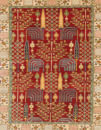 Machine Washable Abstract Red Rug, wshabs843