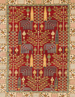 Machine Washable Abstract Red Rug, wshabs843