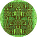 Round Abstract Green Modern Rug, abs843grn