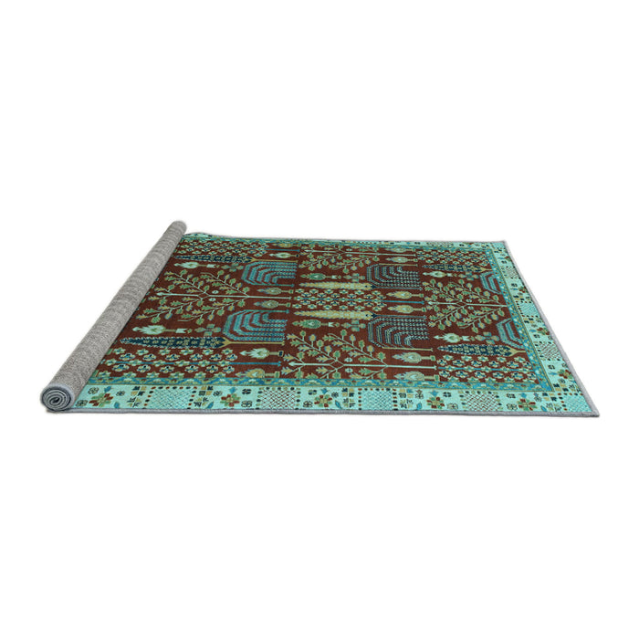 Sideview of Machine Washable Abstract Light Blue Modern Rug, wshabs843lblu