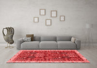 Machine Washable Abstract Red Modern Rug, wshabs843red