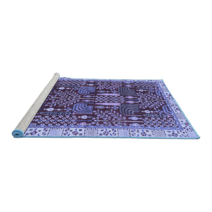 Sideview of Machine Washable Abstract Blue Modern Rug, wshabs843blu