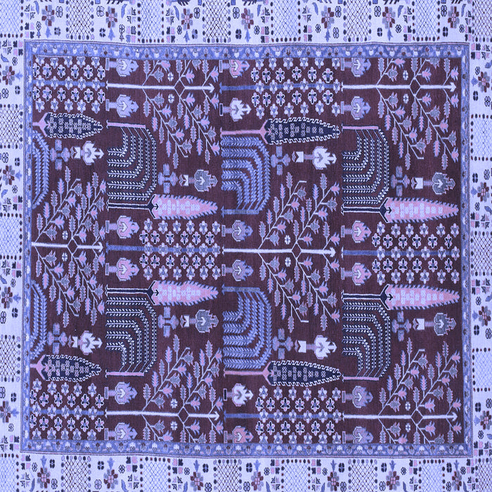 Square Abstract Blue Modern Rug, abs843blu