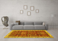 Machine Washable Abstract Yellow Modern Rug, wshabs843yw