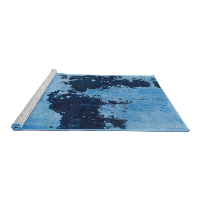 Sideview of Machine Washable Abstract Blue Rug, wshabs844