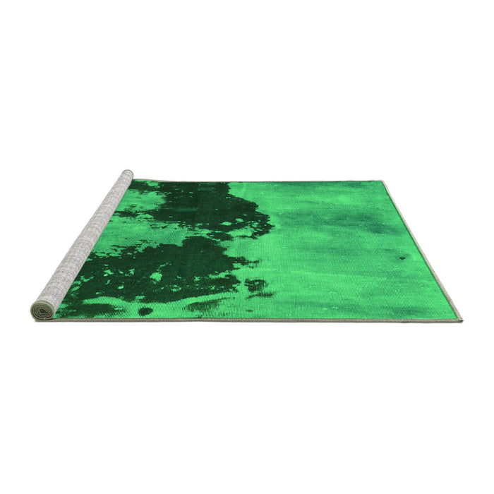 Sideview of Machine Washable Abstract Green Modern Area Rugs, wshabs844grn