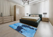 Machine Washable Abstract Blue Rug in a Bedroom, wshabs844