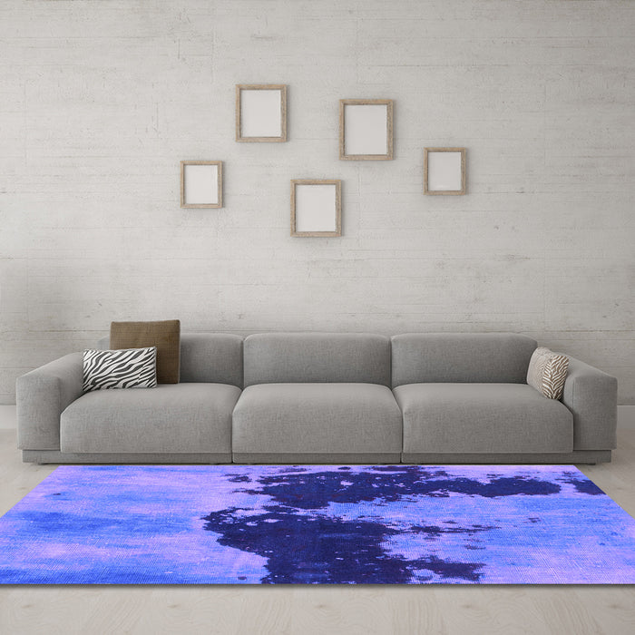 Machine Washable Abstract Purple Modern Area Rugs in a Living Room, wshabs844pur