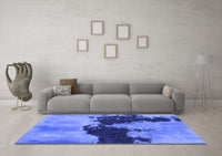 Machine Washable Abstract Blue Modern Rug, wshabs844blu