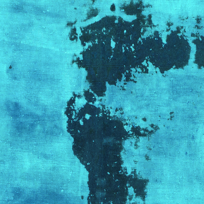 Square Machine Washable Abstract Turquoise Modern Area Rugs, wshabs844turq