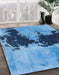 Abstract Blue Modern Rug in Family Room, abs844