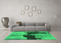 Machine Washable Abstract Green Modern Rug, wshabs844grn