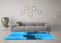 Machine Washable Abstract Light Blue Modern Rug, wshabs844lblu