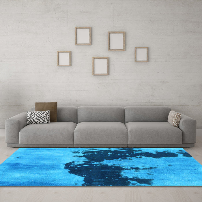 Machine Washable Abstract Light Blue Modern Rug in a Living Room, wshabs844lblu
