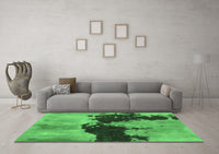 Machine Washable Abstract Emerald Green Modern Rug, wshabs844emgrn