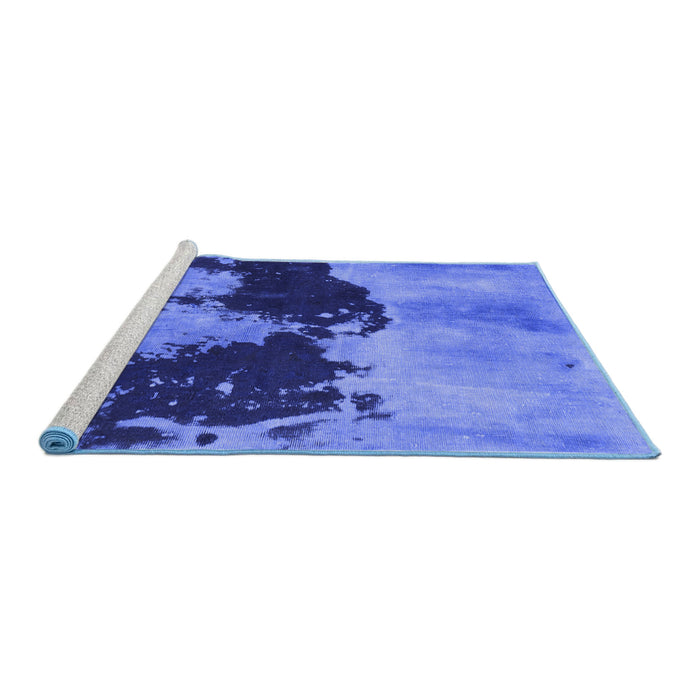 Sideview of Machine Washable Abstract Blue Modern Rug, wshabs844blu