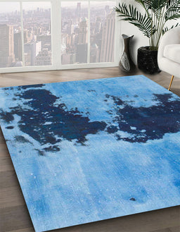 Machine Washable Abstract Blue Rug in a Family Room, wshabs844
