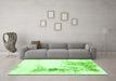 Machine Washable Abstract Green Modern Area Rugs in a Living Room,, wshabs845grn