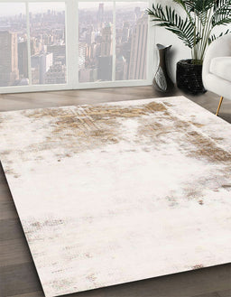 Abstract Soft Ivory Beige Modern Rug in Family Room, abs845