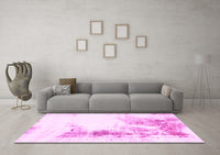 Machine Washable Abstract Pink Modern Rug, wshabs845pnk