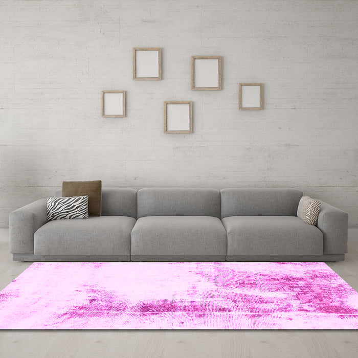 Machine Washable Abstract Pink Modern Rug in a Living Room, wshabs845pnk