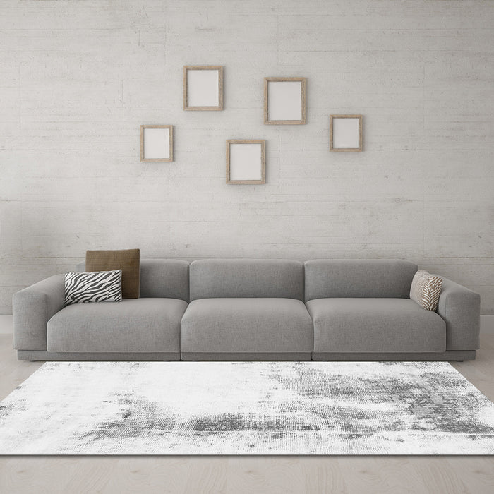 Machine Washable Abstract Gray Modern Rug in a Living Room,, wshabs845gry