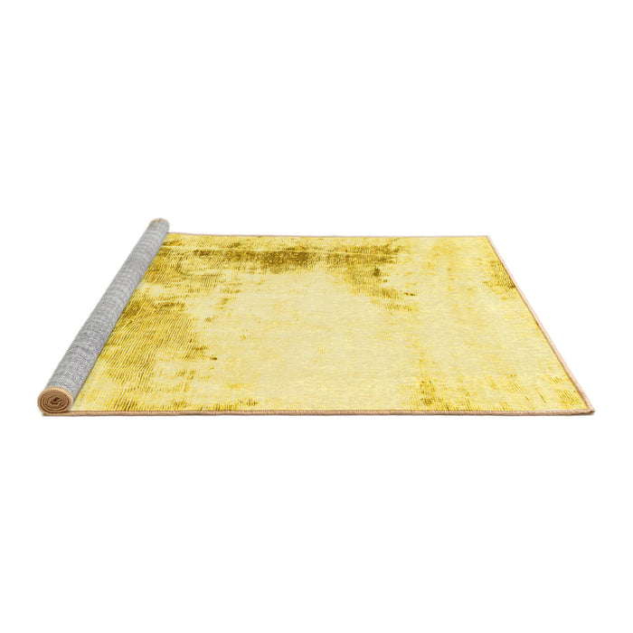 Sideview of Machine Washable Abstract Yellow Modern Rug, wshabs845yw