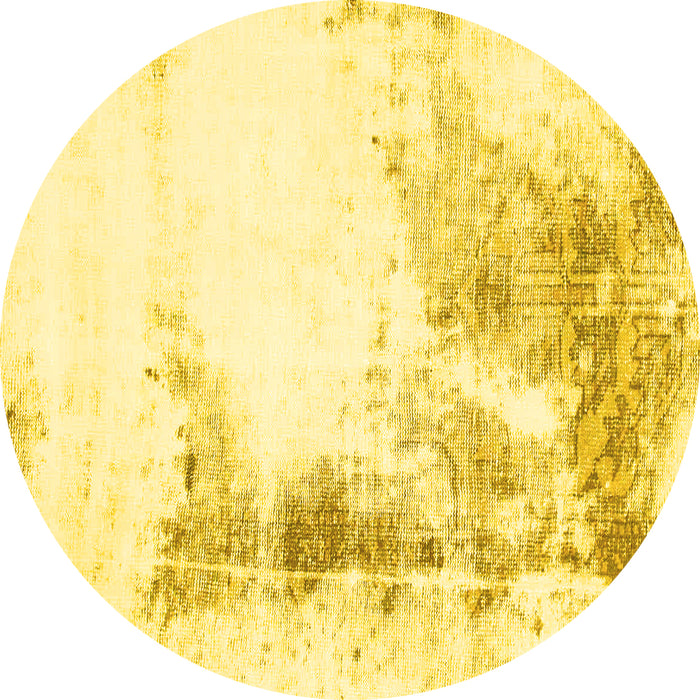 Round Abstract Yellow Modern Rug, abs845yw