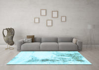 Machine Washable Abstract Light Blue Modern Rug, wshabs845lblu