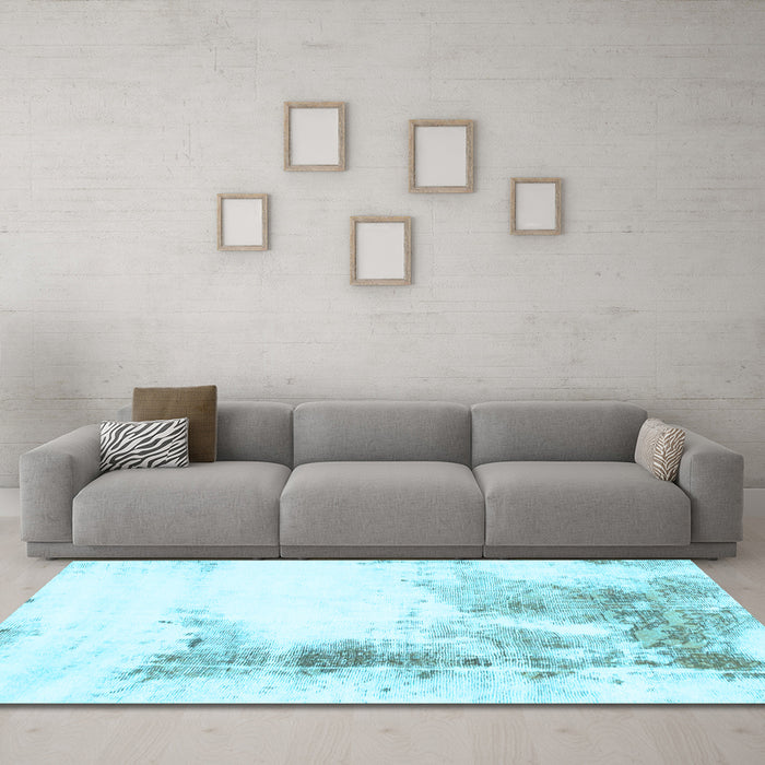Machine Washable Abstract Light Blue Modern Rug in a Living Room, wshabs845lblu