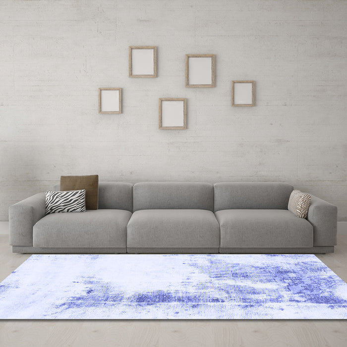 Machine Washable Abstract Blue Modern Rug in a Living Room, wshabs845blu