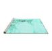 Sideview of Machine Washable Abstract Turquoise Modern Area Rugs, wshabs845turq