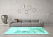 Machine Washable Abstract Turquoise Modern Area Rugs in a Living Room,, wshabs845turq