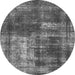 Round Machine Washable Abstract Gray Modern Rug, wshabs846gry