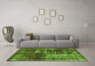 Machine Washable Abstract Green Modern Area Rugs in a Living Room,, wshabs846grn