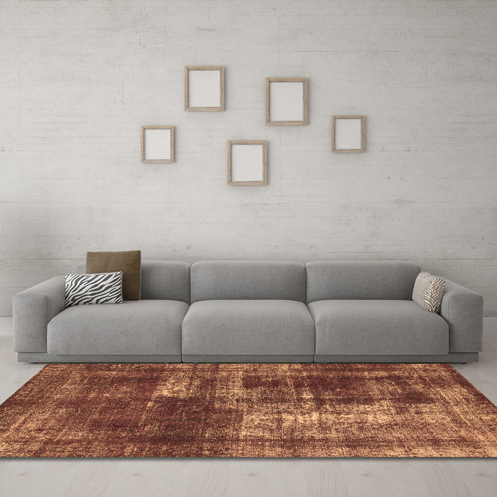 Machine Washable Abstract Brown Modern Rug in a Living Room,, wshabs846brn