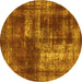 Round Abstract Yellow Modern Rug, abs846yw