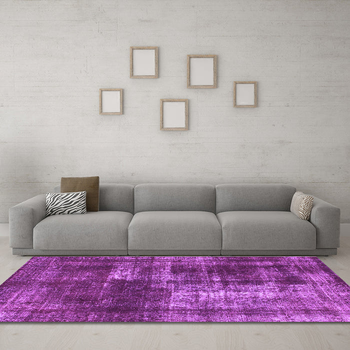 Machine Washable Abstract Purple Modern Area Rugs in a Living Room, wshabs846pur