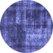 Round Machine Washable Abstract Blue Modern Rug, wshabs846blu