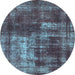 Round Machine Washable Abstract Light Blue Modern Rug, wshabs846lblu