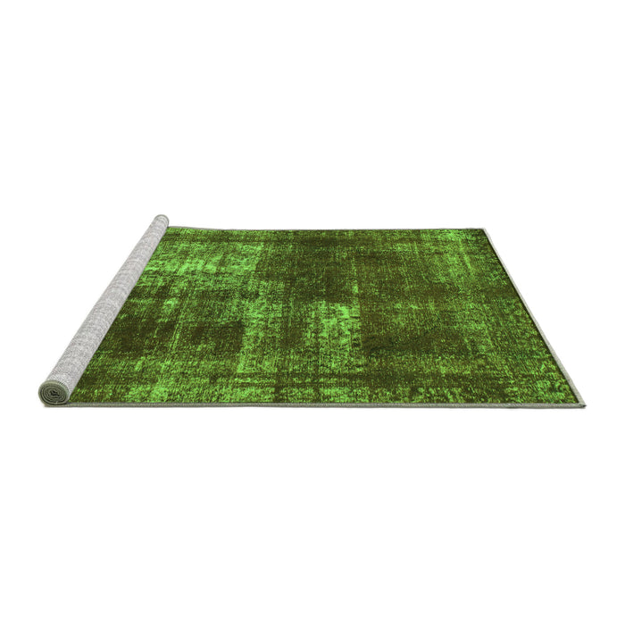 Sideview of Machine Washable Abstract Green Modern Area Rugs, wshabs846grn