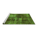 Sideview of Machine Washable Abstract Green Modern Area Rugs, wshabs846grn