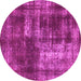 Round Machine Washable Abstract Pink Modern Rug, wshabs846pnk