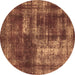 Round Machine Washable Abstract Brown Modern Rug, wshabs846brn