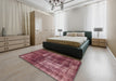 Machine Washable Abstract Pink Coral Pink Rug in a Bedroom, wshabs846
