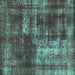 Square Abstract Turquoise Modern Rug, abs846turq