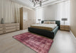 Abstract Pink Coral Pink Modern Rug in a Bedroom, abs846