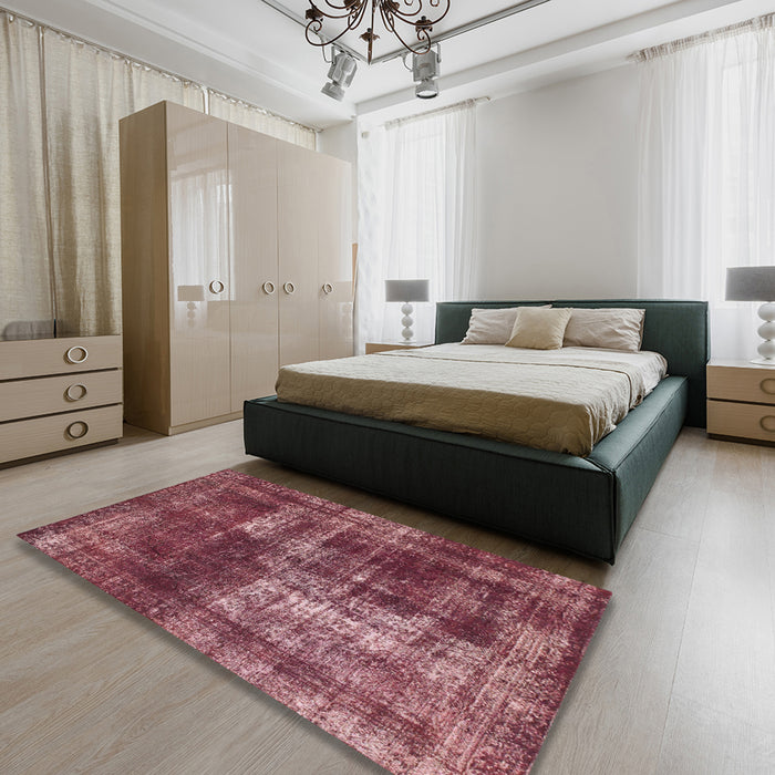 Abstract Pink Coral Pink Modern Rug in a Bedroom, abs846