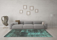 Machine Washable Abstract Turquoise Modern Rug, wshabs846turq