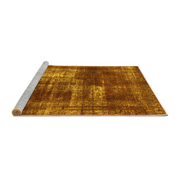 Sideview of Machine Washable Abstract Yellow Modern Rug, wshabs846yw